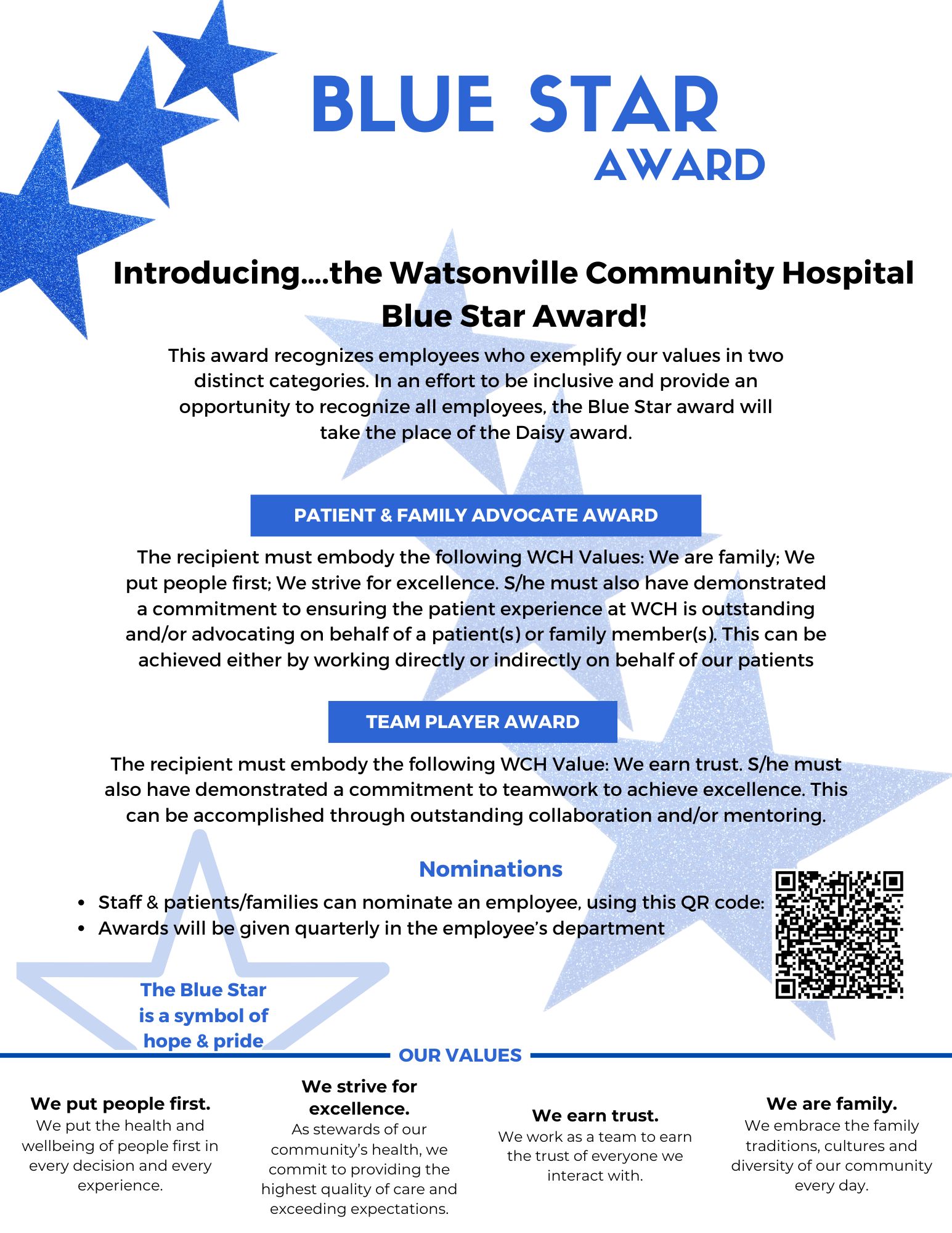 Blue Star Award flier